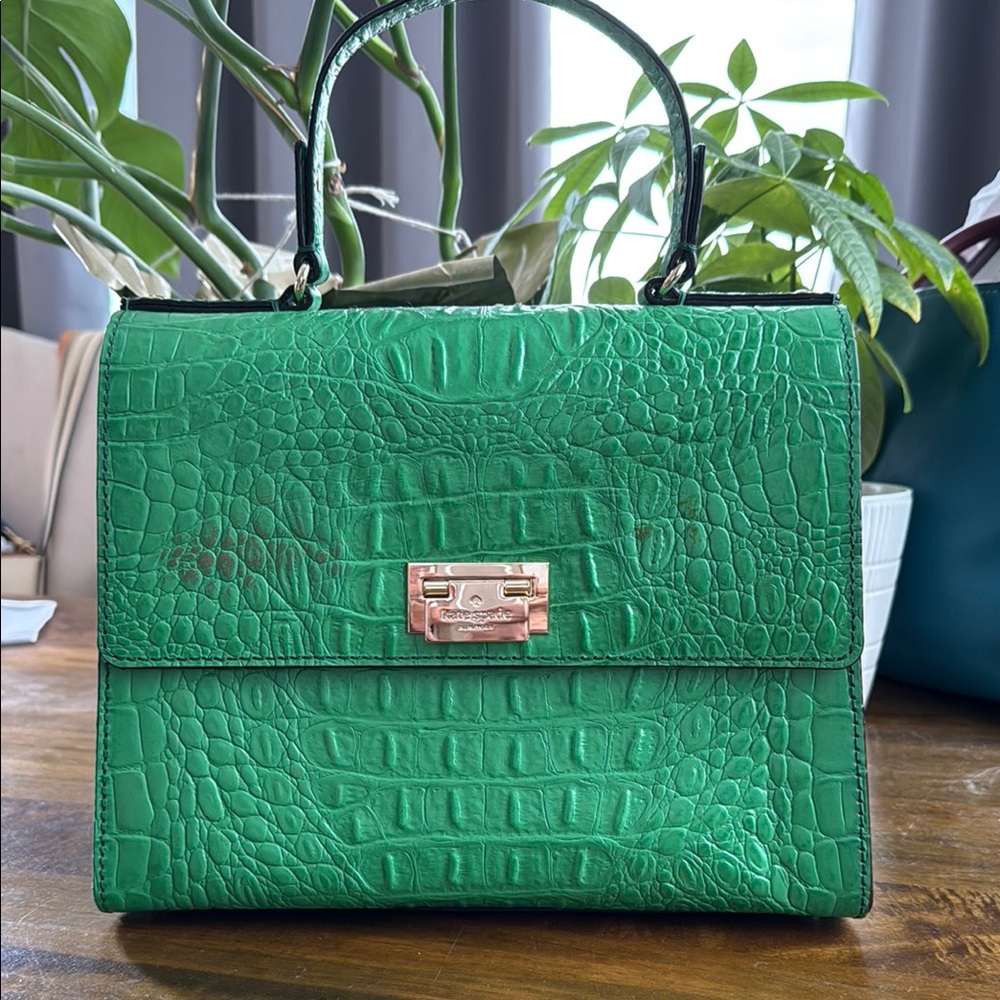Kate Spade Green Croc-Embossed Handbag